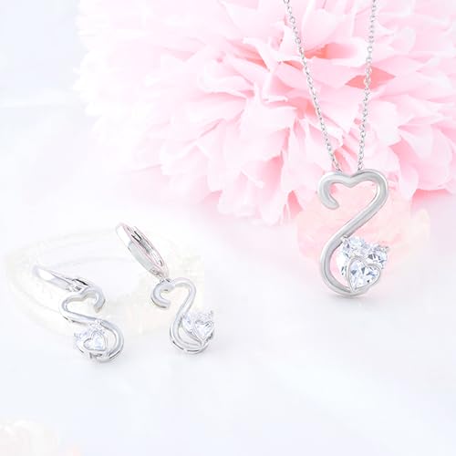 Heart Earrings for Women Girls-Sterling Silver Heart Dangle Hoop Earrings with Charm Love Huggie Hoop Earrings Hypoallergenic Delicate Jewelry Gifts for Women Girls Birthday - color: Open Heart Earrings