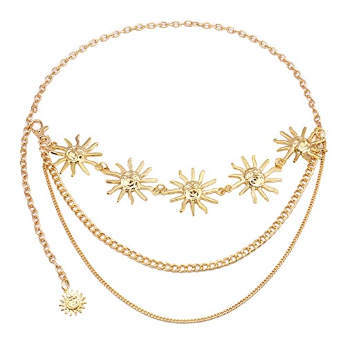 Sun Waist Chain Multilayer Belt for Women Gold Body Chain Sexy Multi Layered Belly Chains Accessories - color: gold