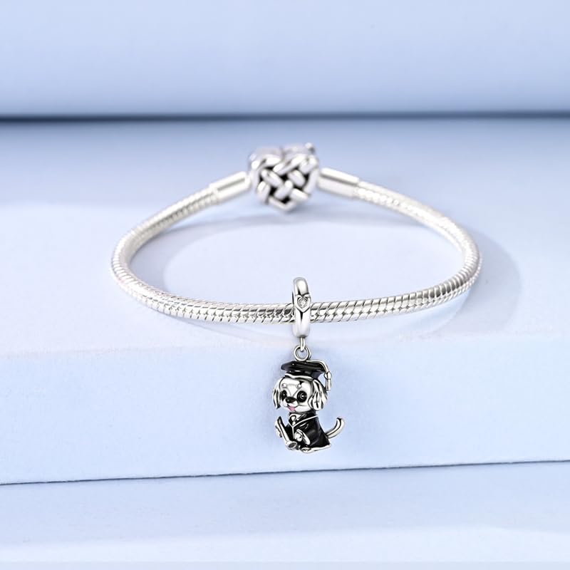 925 Sterling Silver Charms for Bracelets and Necklaces Beads Jewelry Charms for Women - color: Puppy Graduate Charm