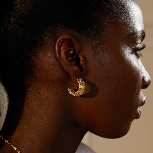 FRUMOS 18K Gold Plated Chunky Hoop Earrings for Women Fashion Thick Gold Hoops Set Jewelry for Birthday Christmas Gifts - color: Gold Braided Chunky Hoop