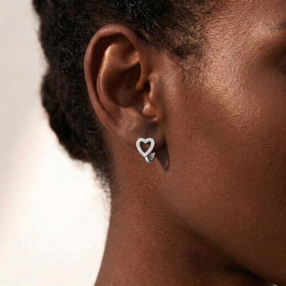 SLUYNZ Sterling Silver Love Heart Huggie Earrings for Women Teens CZ Love Heart Hoop Earrings for Valentines Day - color: A-Silver
