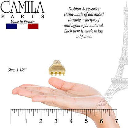 Camila Paris CP3198 French Small Hair Clips for Women, 1" Set of 2 Small Claw Clip Fashion Styling Mini Hair Clip Accessories for Women, Strong Hold No Slip Grip Cute Claw Clips, Made in France - color: Cobra Beige 1" 2PK
