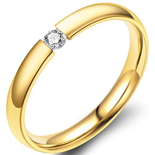 Jude Jewelers 2mm Classical Simple Plain Stainless Steel Stackable Cubic Zircon Wedding Band Ring - color: Gold