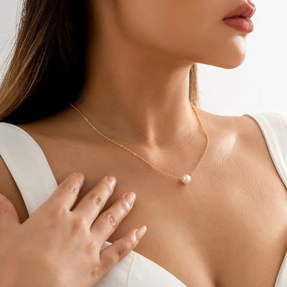 Trinckle Pearl Necklaces for Women, Pearl Choker Dainty Pendant Necklace | White Pendant Choker for Teen Girls, Layered Daisy Jewelry, Wedding Strands for Bride Bridesmaids as Beach Summer Accessories - style: Single necklace