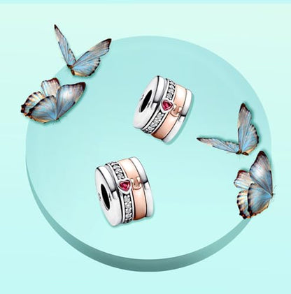 Annmors S925 Clip Spacer Safety Chain Stopper Charms for Pandora, Gift Mom Daughter Friend Sister Wife Grandma Girlfriend Fmaily On Christmas Mothers Valentines Halloween Graduation - color: C07-Love U Spacer