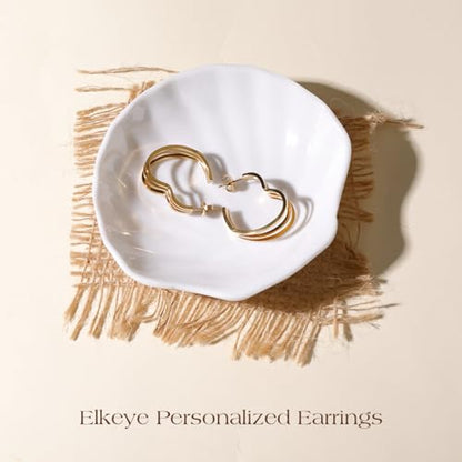 Golden Hoop Earrings For Women The Twisted Close-Fitting Hoop Shape Is Crafted With Gold-Plated Material And S925 Silver Pins Light Luxury Elegant Unique And Minimalist Style - color: GEE4009-Gold