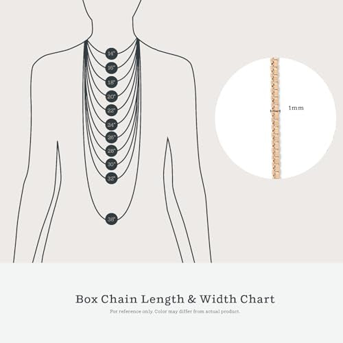 KEZEF 18K Gold Plated 925 Sterling Silver Box Chain Necklace for Women, 1mm Thin & Sturdy Italian Chain Necklace, Rose Gold & Silver Available, 15/16/18/20/22/24/30 - Inch - color: Rose Gold, size: 16 Inch