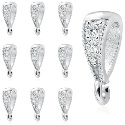 stino 10PCs Small Pendant Bail Clasps for Jewelry (Silver Plated) | 10 Pack, Jewelry Connectors, Necklace Bails ,Secure, Jewelry Making - color: Silver Plated
