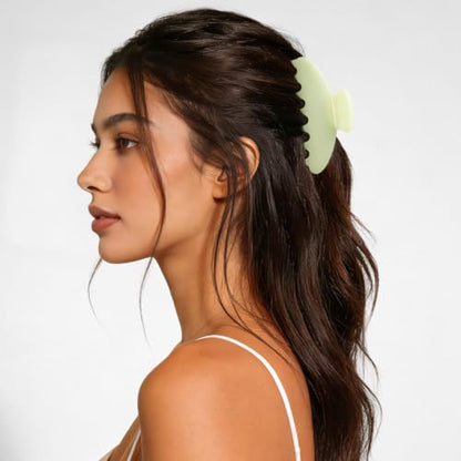 MAORULU Cute Claw Clip for Women – 4.3'' Large Acetate Hair Clips for Thick Thin Curly Long Hair, Durable Hair Clamps Non-slip Jaw Clip, Strong Hold, Stylish French Design (Mint Cream) - color: Mint Cream