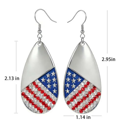 4th of July Earrings,Patriotic Dangle Stud for Women, Fourth of July Jewelry for Veterans Day - color: D