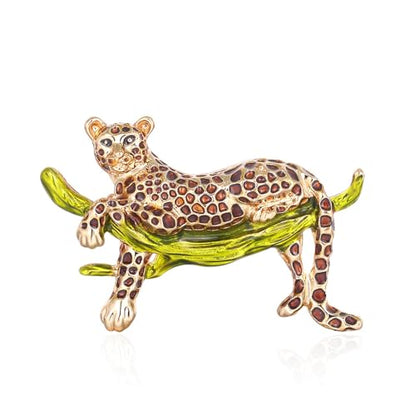 Luxury Crystal Tiger Brooch Pins for Women Men Vintage Gold-Tone Climbing Black Spots Leopard Brooch Fashion Panther Cougar Pin Suit Jackets Coat Animal Jewelry Gift - style: Gold Cheetah