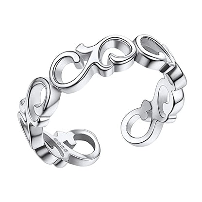 PROSILVER 925 Sterling Silver Adjustable Open Ring for Women, Solid Sterling Silver Stackable Ring, knuckle Finger Ring, Pinky Ring, Come with Box - style: 10 Celtic Knot