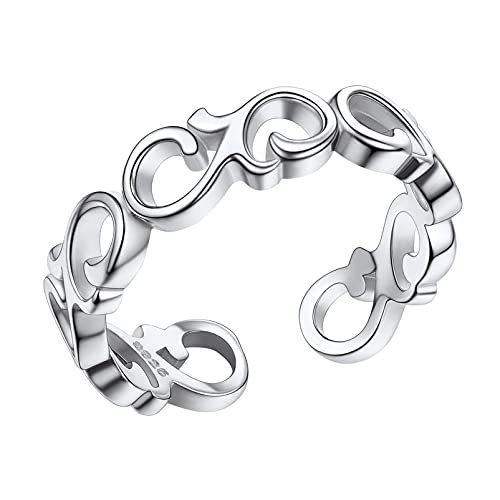 PROSILVER 925 Sterling Silver Adjustable Open Ring for Women, Solid Sterling Silver Stackable Ring, knuckle Finger Ring, Pinky Ring, Come with Box - style: 10 Celtic Knot