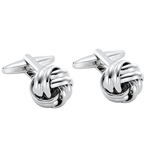 Urban Jewelry Mens Stainless Steel Nautical Knot Cufflinks Sharp Formal | Nautical Cufflinks Stainless Steel Rust Resistant Finish Polished Cufflink Finish Modern Cufflink Design Style - color: Silver Stainless Steel Knot Cufflinks
