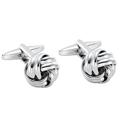 Urban Jewelry Mens Stainless Steel Nautical Knot Cufflinks Sharp Formal | Nautical Cufflinks Stainless Steel Rust Resistant Finish Polished Cufflink Finish Modern Cufflink Design Style - color: Silver Stainless Steel Knot Cufflinks