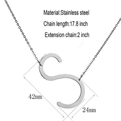 MOMOL Sideways Initial Necklace 18K Gold Plated Stainless Steel Large Big Letters Pendant Necklace Script Name Monogram Necklaces for Women - color: S1