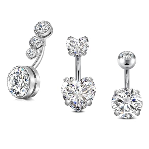 VCMART Belly Button Ring Short Bar Belly Ring Short Belly Button Rings Surgical Steel 6mm Belly Rings for Women Small Belly Button Piercing Navel Rings Piercing Jewelry - color: A4 -silver