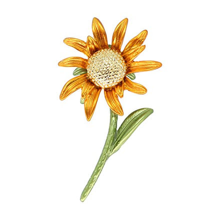 Rhinestone Sunflower Brooch Pin,Enamel Crystal Yellow Flower Coat Pins,Cute Plant Sun Flower Suit Brooch Pin for Women Girls - color: Style C