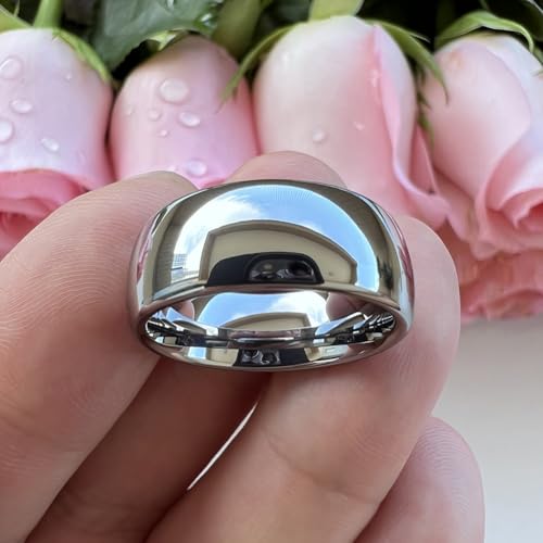 TUTISS 4mm 6mm 8mm 10mm Silver/Gold/White Tungsten Rings for Men Women Couple Fashion Jewelry Anniversary Engagement Wedding Bands Domed Polished I Love You Engraved Comfort Fit - color: 8mm Tungsten I Love You