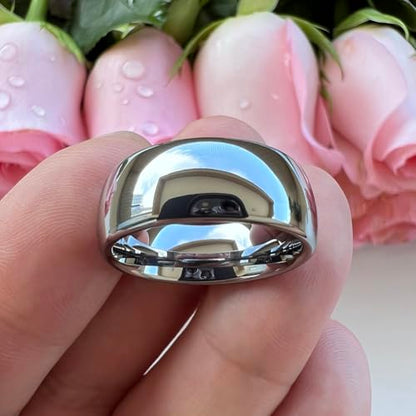 TUTISS 4mm 6mm 8mm 10mm Silver/Gold/White Tungsten Rings for Men Women Couple Fashion Jewelry Anniversary Engagement Wedding Bands Domed Polished I Love You Engraved Comfort Fit - color: 8mm Tungsten I Love You