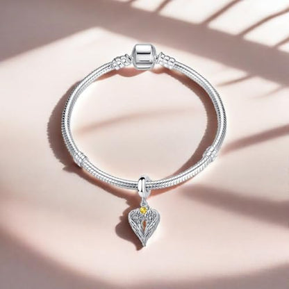 Guardian Angel Wing Dangle Charm 12 Birthstone Bead for European Bracelet Necklace - style: November