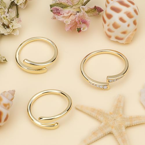 3Pcs Toe Rings for Women Gold/Silver Toe Ring Adjustable Non Tarnish Cz Dainty Toe Ring Summer Beach Open Toe Rings Set Toe Foot Jewelry - color: Gold