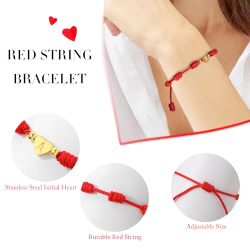 Red String Bracelet for Women Adjustable Gold Heart Initial Bracelets Red Cord Bracelet for Protection and Good Luck, Birthday Christmas Gift - style: Style Y