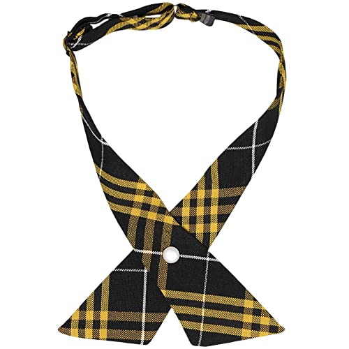 tiemart Crossover Tie - color: Black and Gold Plaid