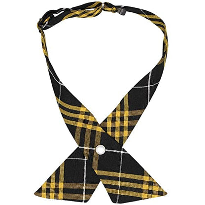 tiemart Crossover Tie - color: Black and Gold Plaid