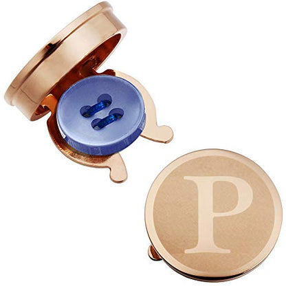 HAWSON Men's Letter Initial Button Cover Cufflinks Letter Rose Gold/Silver Suitable for Formal Business Shirt Letter A-Z - color: Rose Gold Color - P