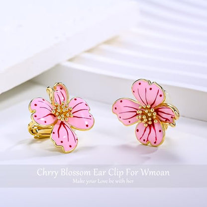 Clip on Earrings Women, 14K Gold Plated Earrings for Sensitive Ears, Fashion Women's Earrings Jewelry Birthday Gift for Wife Grandma Daughter Girls on Christmas Thanksgiving - color: Pink Gradient Earrings