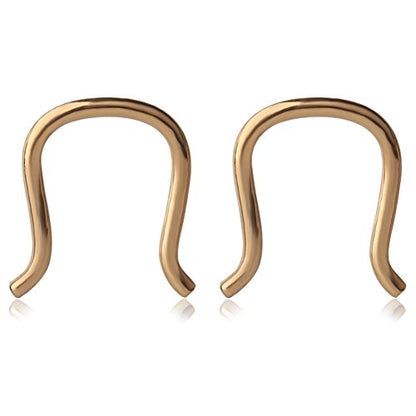 Ruifan 316L Surgical Steel U-Shaped & Staple Nose Septum Hanger Retainer Nose Ring 16g,14g,12g - color: Gold(16G)