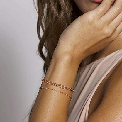 Dainty Gold Bracelets for Women, 14K Gold Plated Adjustable Layered Beads Bracelet Cute Evil Eye Oval Chain Pearl Bar Turtle Gold Bracelets for Women Jewelry - style: Grey crystal beads&Heart