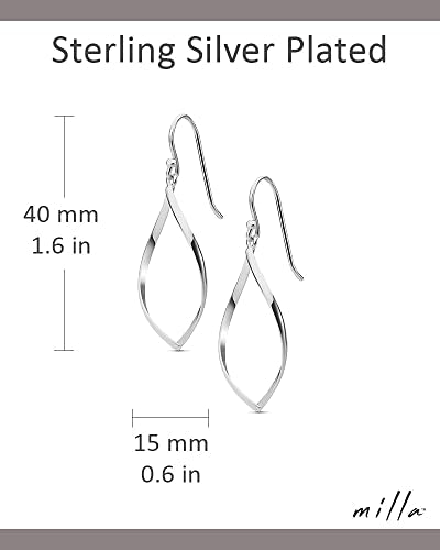 Milla Dainty Silver Drop Earrings for Women and Dangling Gold Earrings | Hypoallergenic, Easy to Wear, Available in 14K Gold, Rose Gold, or Silver Plated Finish, Different Designs - color: Marquise Drop / Sterling Silver Plated