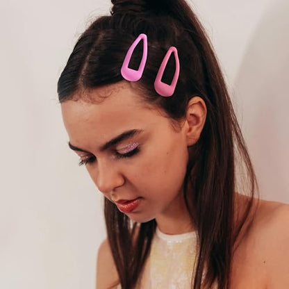 Small Hair Barrettes For Women No Slip Metal Snap Clips For Thin And Fine Hair,Matte Black Red Pink,20 PCS,1.97 x 0.5 Inch. - color: Matte Black Red Pink