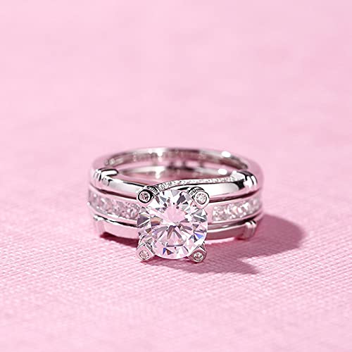 Jeulia Diamond Band Rings for Women cz Sterling Silver Interchangeable Ring Sets Wedding Engagement Anniversary Promise Ring Bridal Sets - color: silver