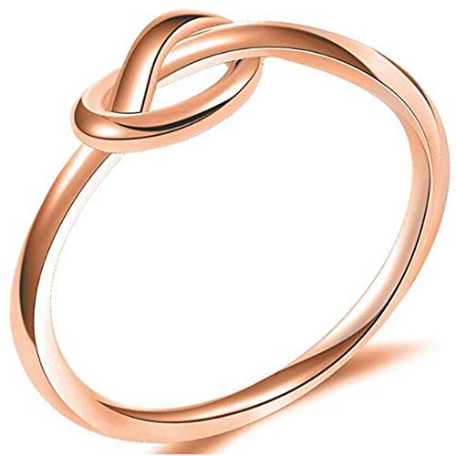 Jude Jewelers Size 3-13 Stainless Steel Simple Love Knot Celtic Promise Anniversary Statement Ring - color: Rose Gold