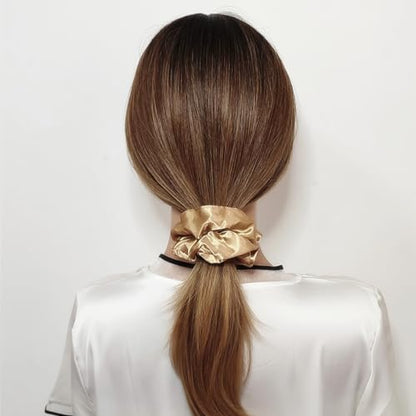 Sufermoe 6 Pcs Satin Silk Hair Scrunchies, Light Brown 4.5 Inch Elastic Hair Ties for Women and Girls - Versatile Hair Accessories for Ponytails, Buns, and Different Hairstyles - color: Light Brown