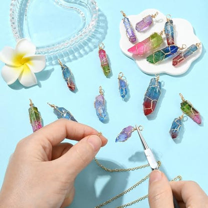 DanLingJewelry 30pcs Natural Bullet Quartz Stones Pendants Wire Wrapped Chakra Reiki Healing Crystal Charms for Jewelry Crafting DIY - color: Quartz Stones-30pcs-Random Colors