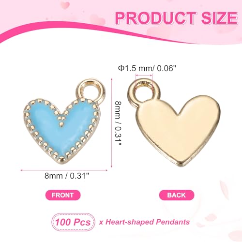 MECCANIXITY Enamel Alloy Heart Charm,Valentine Heart Pendants Love Jewelry Making Charm for DIY Necklace Bracelet Earrings Keychain - color: Blue