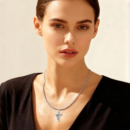 Cross Necklace for Men Women 925 Sterling Silver Cross Pendant Necklace Christian Religious Jewelry Gifts for Anniversary - color: 11-American Flag Cross-1