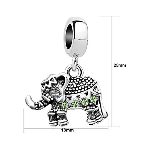 KunBead Elephant Birthstone Dangle Bead Birthday Charms Compatible with Pandora Bracelet for Women - color: August