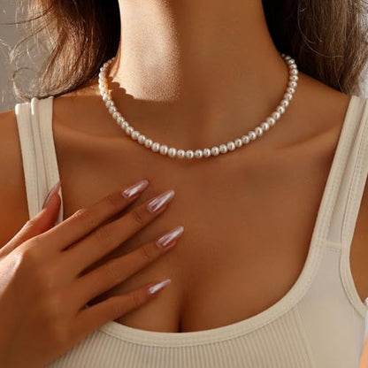 White Genuine Freshwater Cultured Pearl Necklace For Women And Men | Full Sizes from 3mm to 14mm Freshwater Pearls, AAA Grade & Above, A Love Gift Choice For Anniversaries And Birthdays - size: 6-7mm 17in