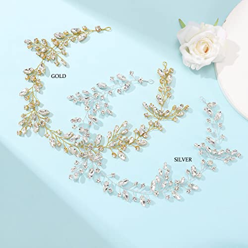 JAKAWIN Bride Wedding Hair Piece Rhinestone Bridal Hair Accessories Diamond Hair Vine for Women HV113 - color: 3 A Gold