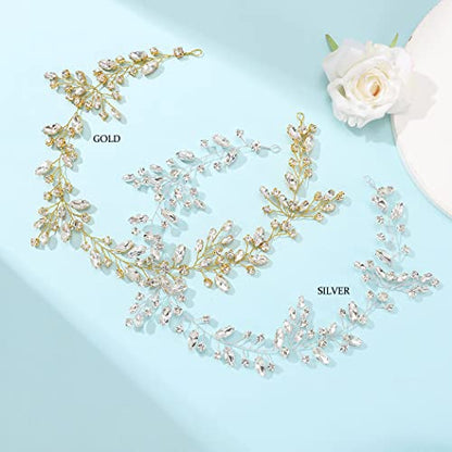 JAKAWIN Bride Wedding Hair Piece Rhinestone Bridal Hair Accessories Diamond Hair Vine for Women HV113 - color: 3 A Gold
