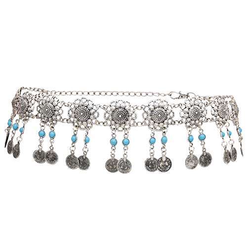 idealway Vintage Waist Chain Hollow Carving Rhinestone Crystal Body Chain Summer Beach Body Waist Chain Jewelry - color: Flower A