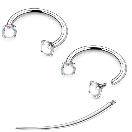 F136 Titanium 20/18/16/14g Horseshoe Nose Septum Lip Ear Rings Piercings 8/10/12mm Cartilage Helix Daith Earrings Jewelry for Women Men - color: AB, size: 16g*5/16in(8mm)