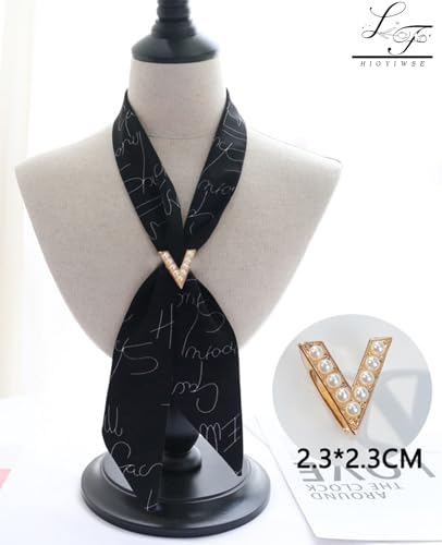Scarf Rings Buckle And Slides For Women Scarves Pin Tshirt Ties Clip For The Side 3CP - color: V-shaped pearl silk scarf buckle