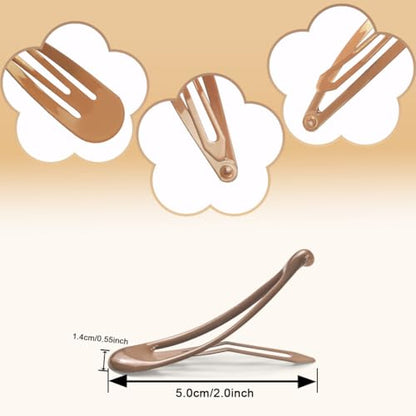 ELANE 80 Pcs Metal Snap Hair Clips for Women,Small Snap Barrettes for Women Girls Thick Fine Hair (Coffee) - color: Coffee