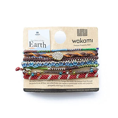 Wakami Charm Bracelet Stack Beaded Stackable Bracelets for Women - color: Earth | 6.5IN